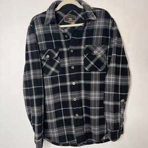 Freedom Foundry Flannel Shirt – Black & Grey Plaid – Men’s Size M